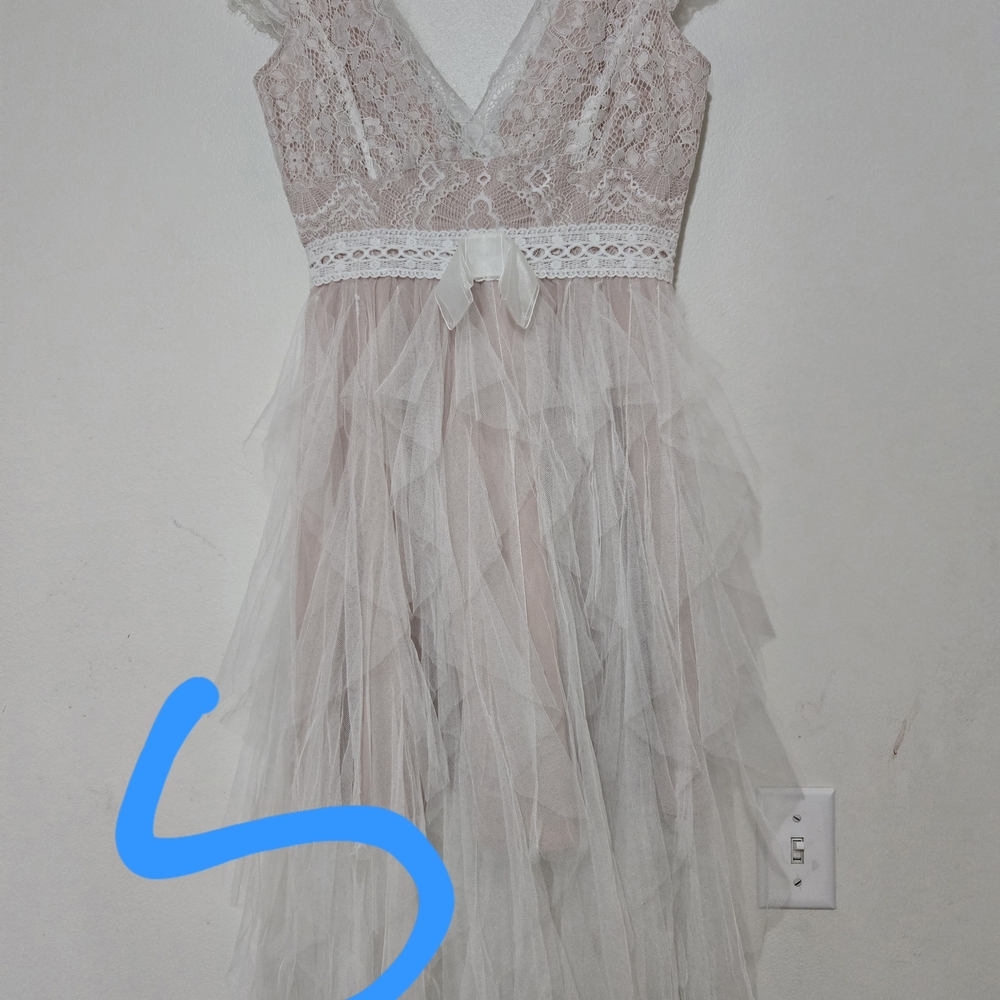 Lace Wedding Dress with Tulle Skirt in Cream